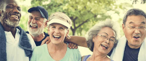 older adults laughing and smiling